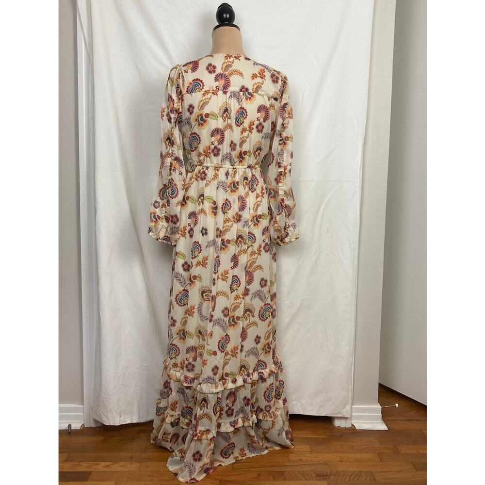 Stylish Nature Tiered Maxi Dress M Floral Pullover Ruffle Boho Chic Hippie Retro - Picture 2 of 9